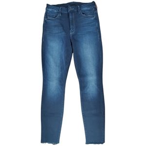 Mother Womens High Waisted Denim Jeans Looker Ankle Fray Wash Last Call